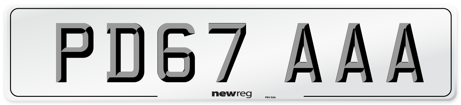 PD67 AAA Number Plate from New Reg